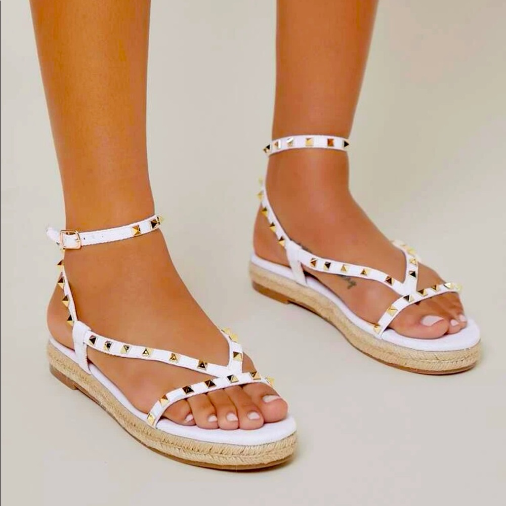 White studded sandals